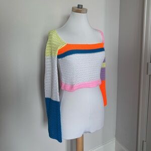 Colorful Cropped crochet Sweater